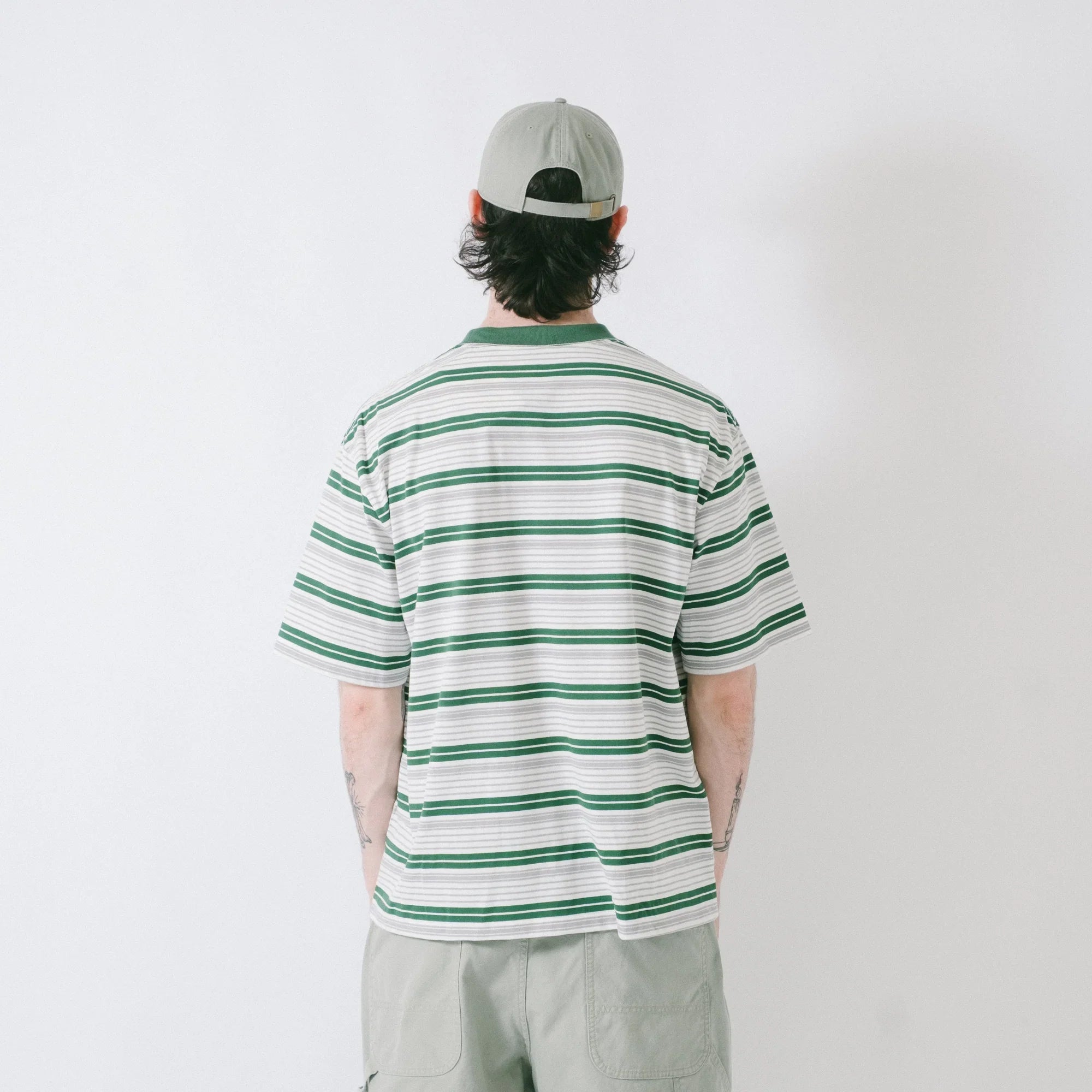 is-ness Border T-Shirt - White/Green