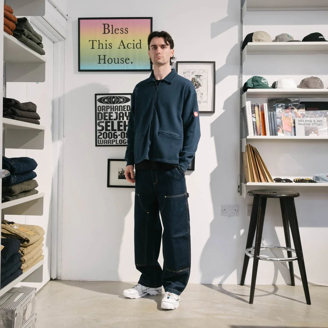 Cav Empt DBL Knit Collared Zip Up - Navy