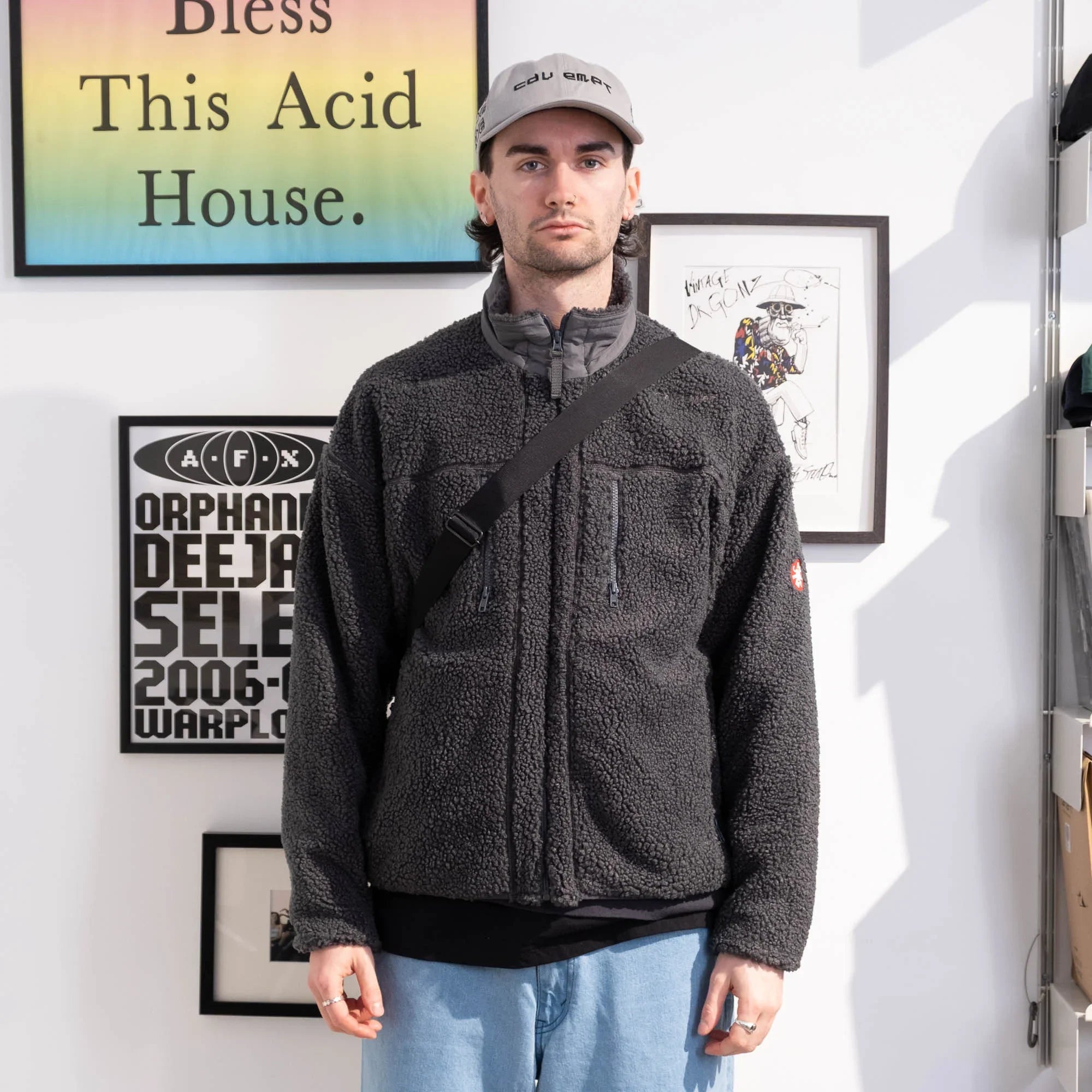 Cav Empt Stand Collar Boa Zip Up - Grey