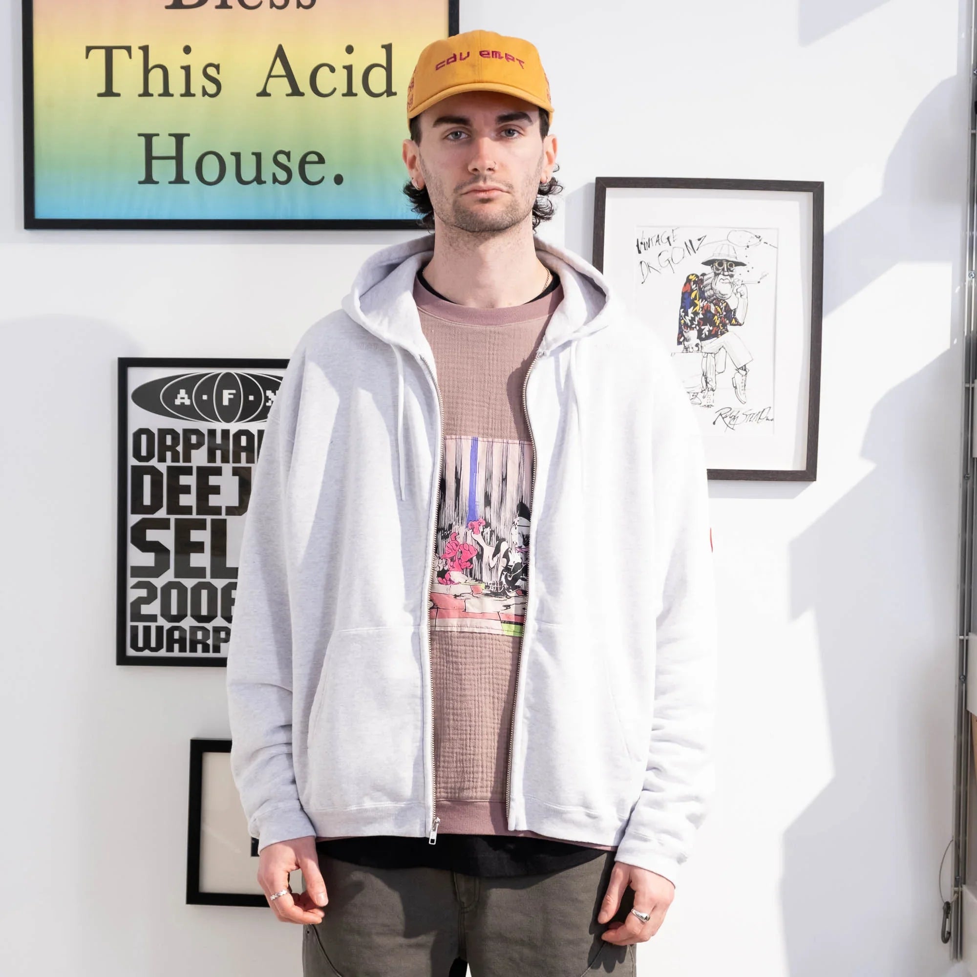 Cav Empt Soild Loose Zip Hoody - Grey