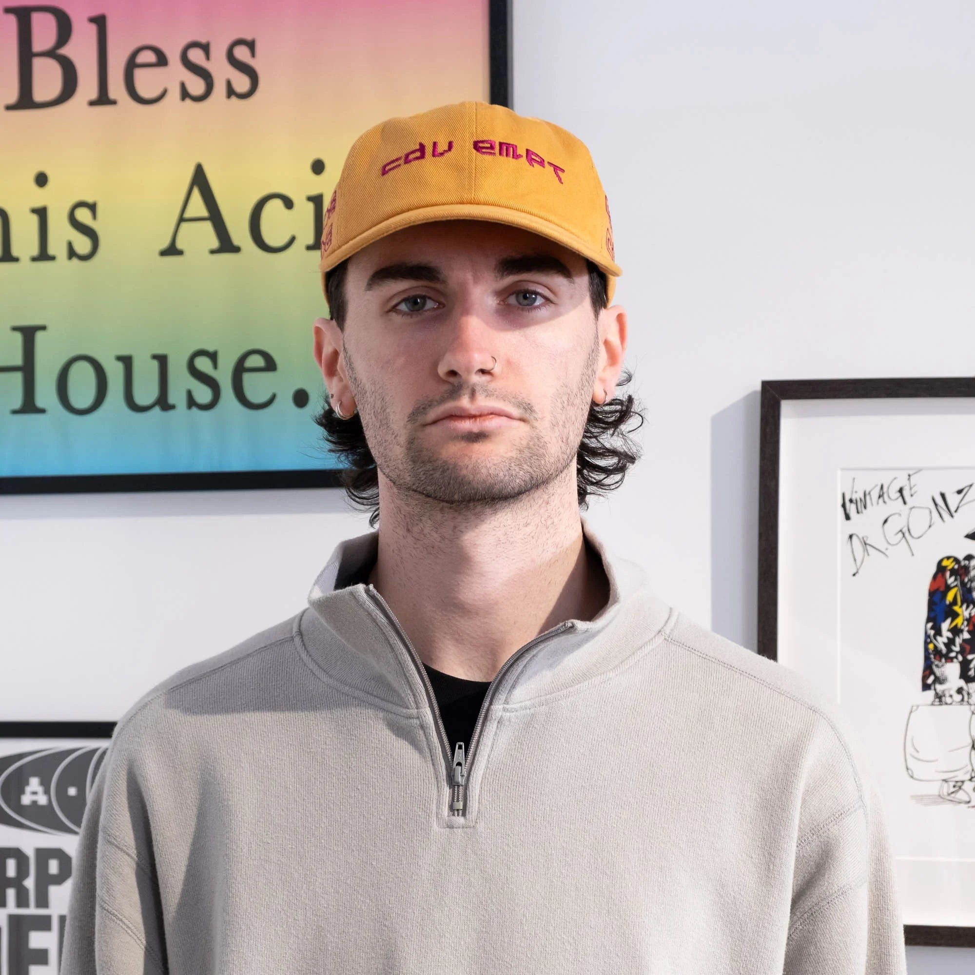 Cav Empt DBL Knit Half Zip Long Sleeve - Khaki