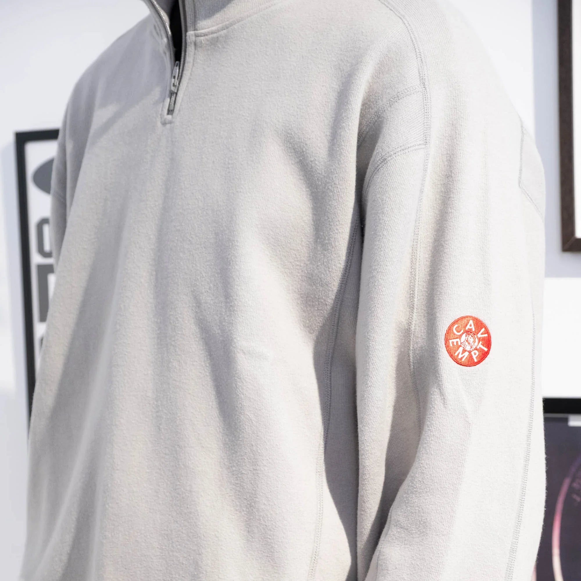 Cav Empt DBL Knit Half Zip Long Sleeve - Khaki