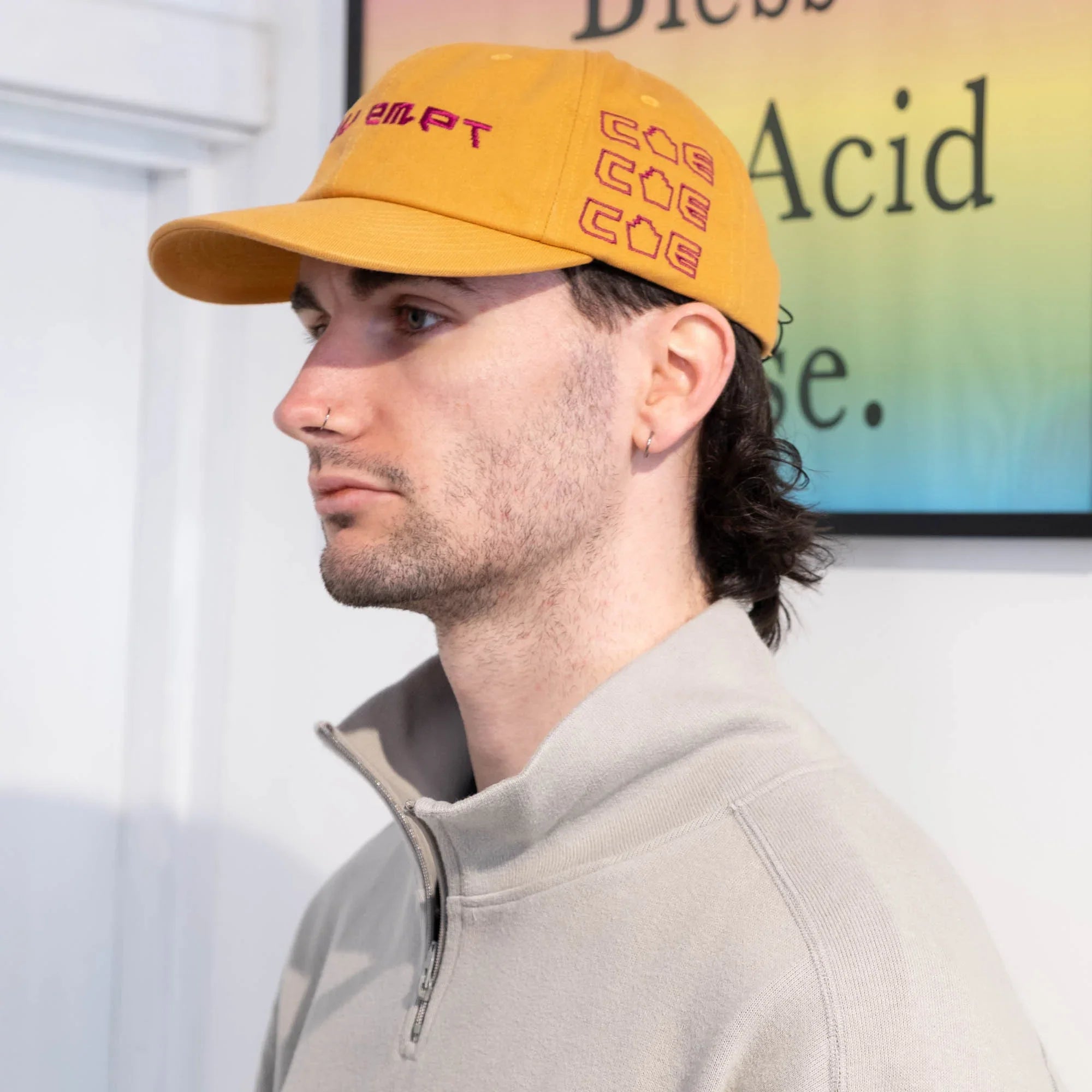 Cav Empt DBL Knit Half Zip Long Sleeve - Khaki