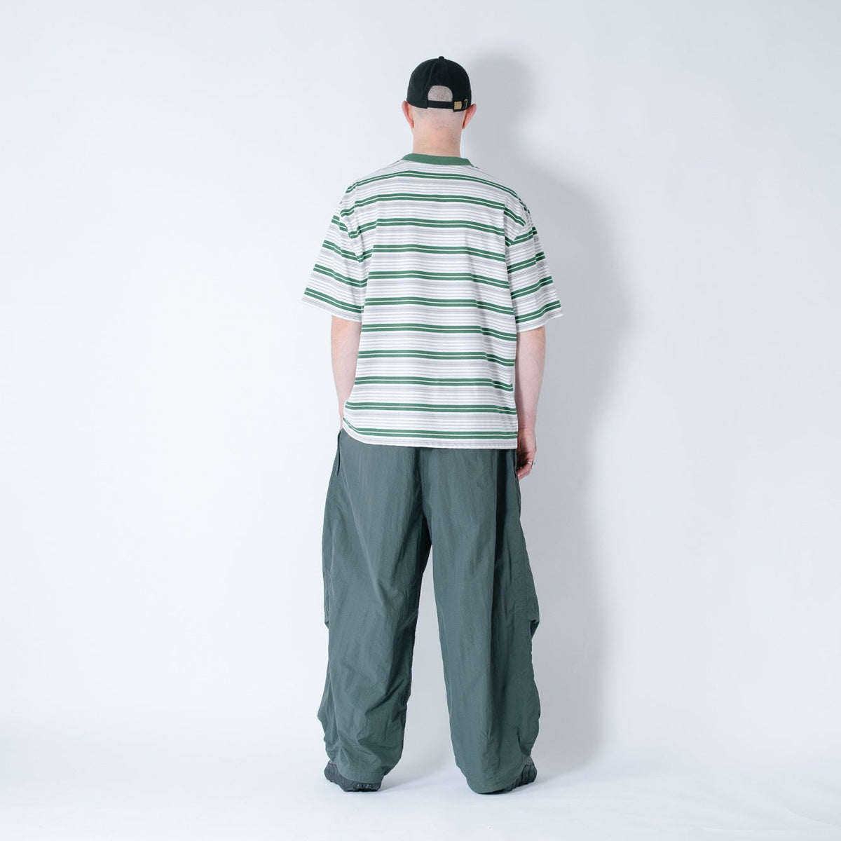 Anglan Nylon Tuck Belt String Balloon Pants - Green