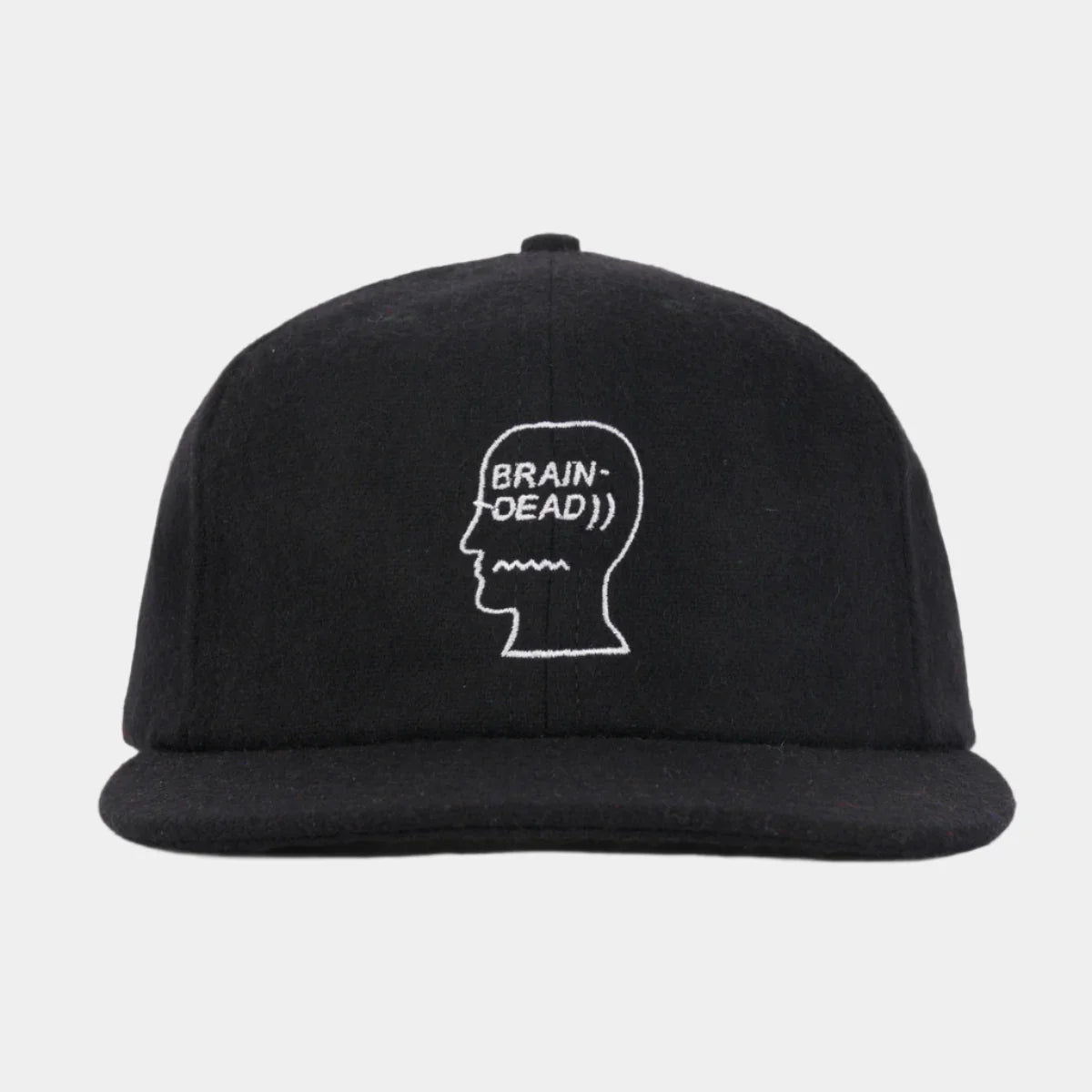 Brain Dead Flannel Logohead 6 Panel Hat - Black