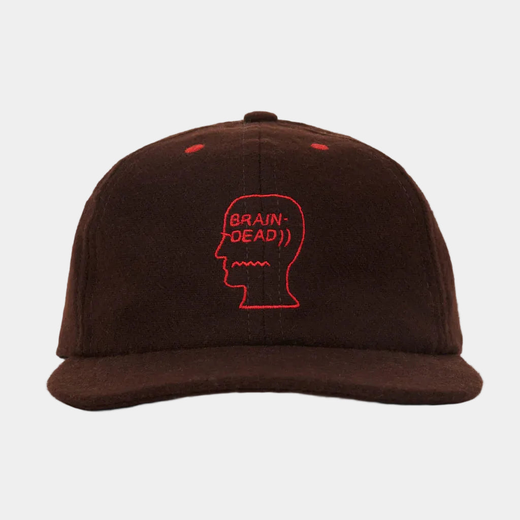 Brain Dead Flannel Logohead 6 Panel Hat - Brown