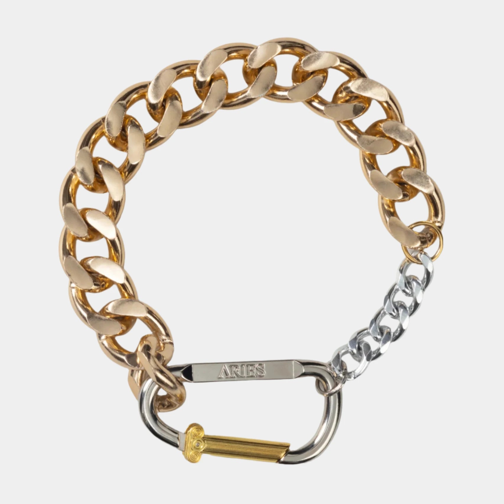 Aries Column Carabiner Chunky Necklace - Gold