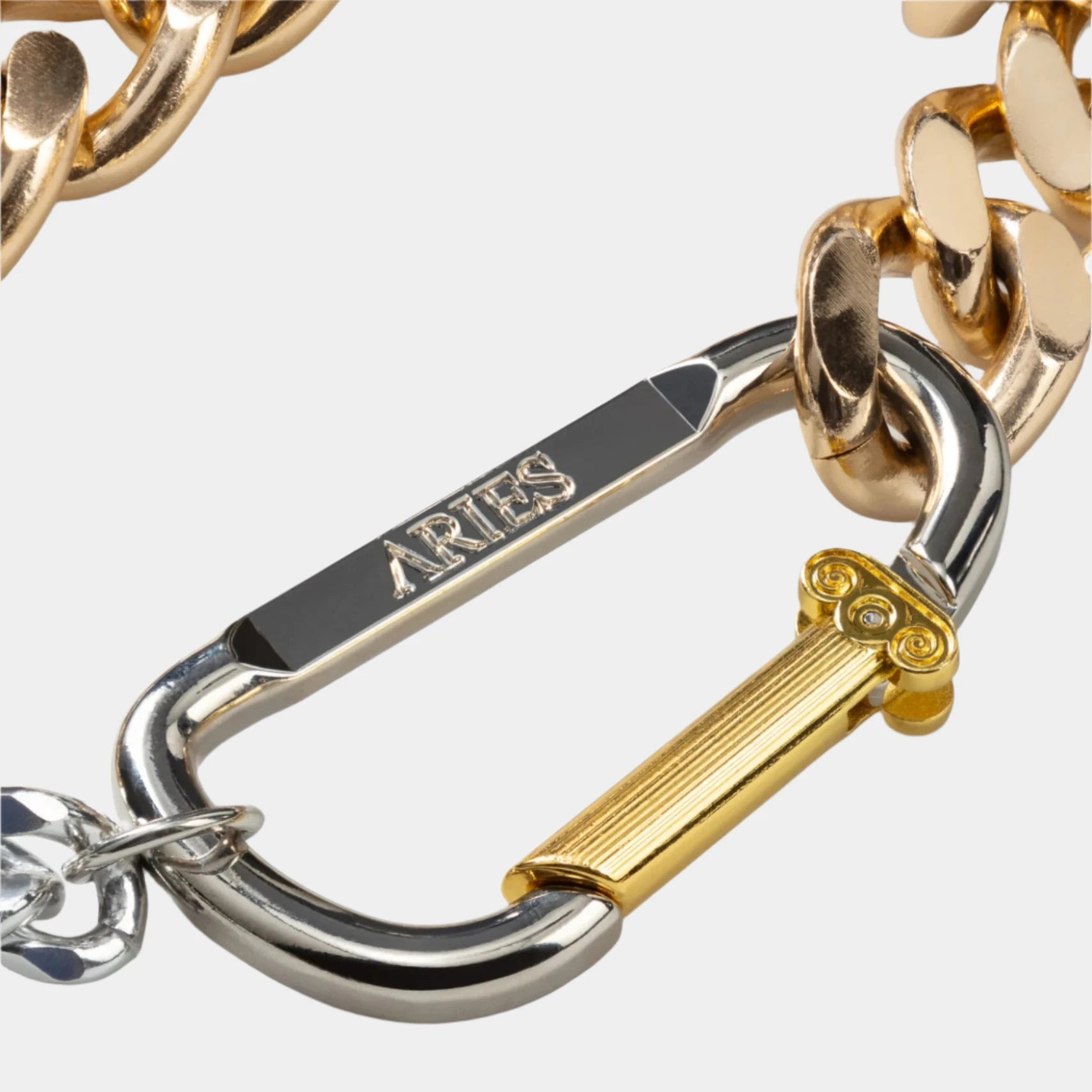 Aries Column Carabiner Chunky Necklace - Gold