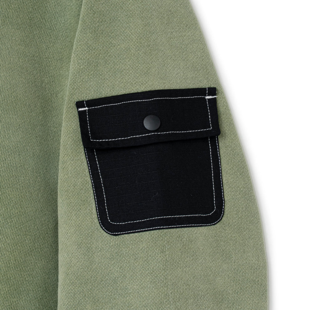 BoTT Washed Cargo Pocket Zip Hoodie - Olive