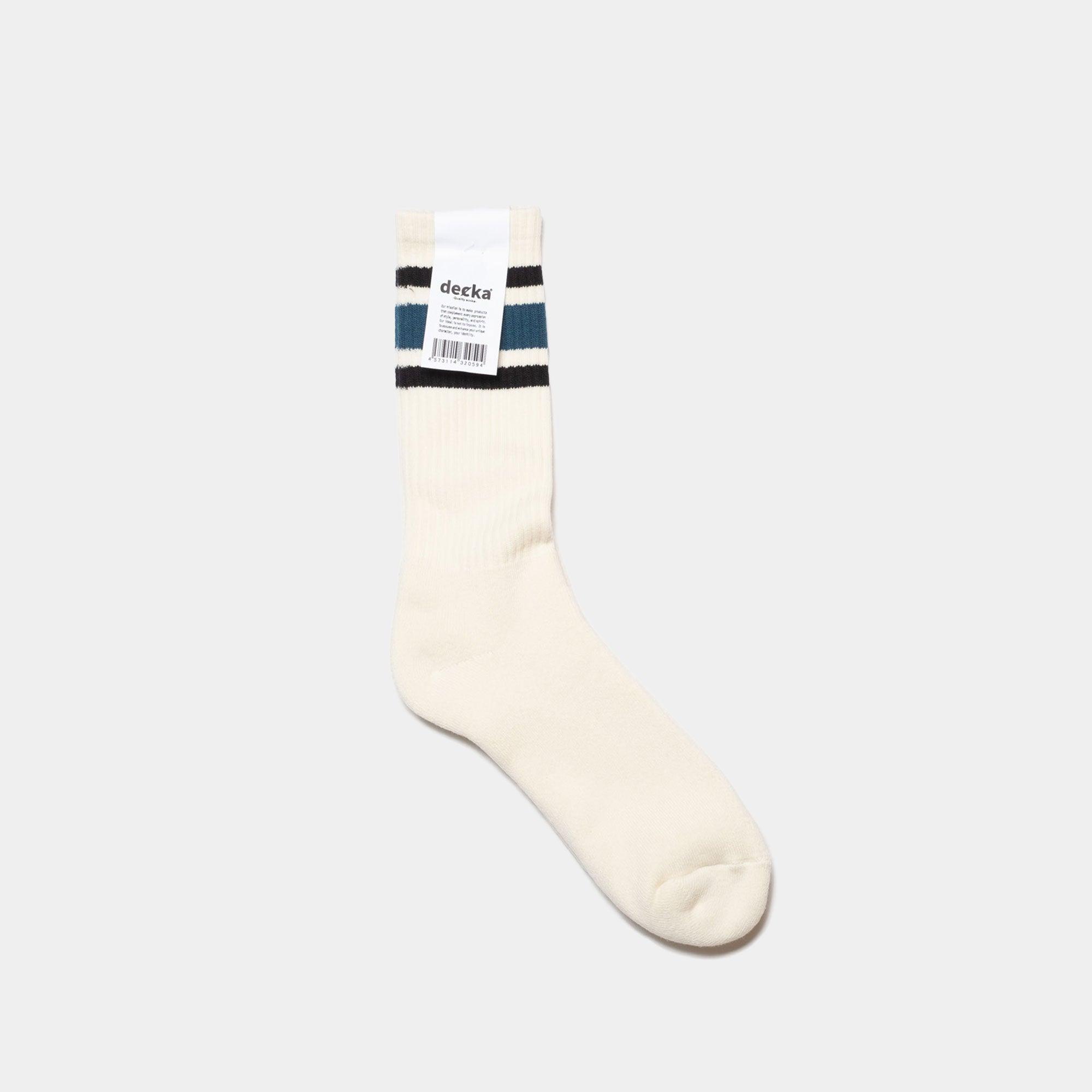 Decka - White/Blue 80's Skater Socks - Never Never