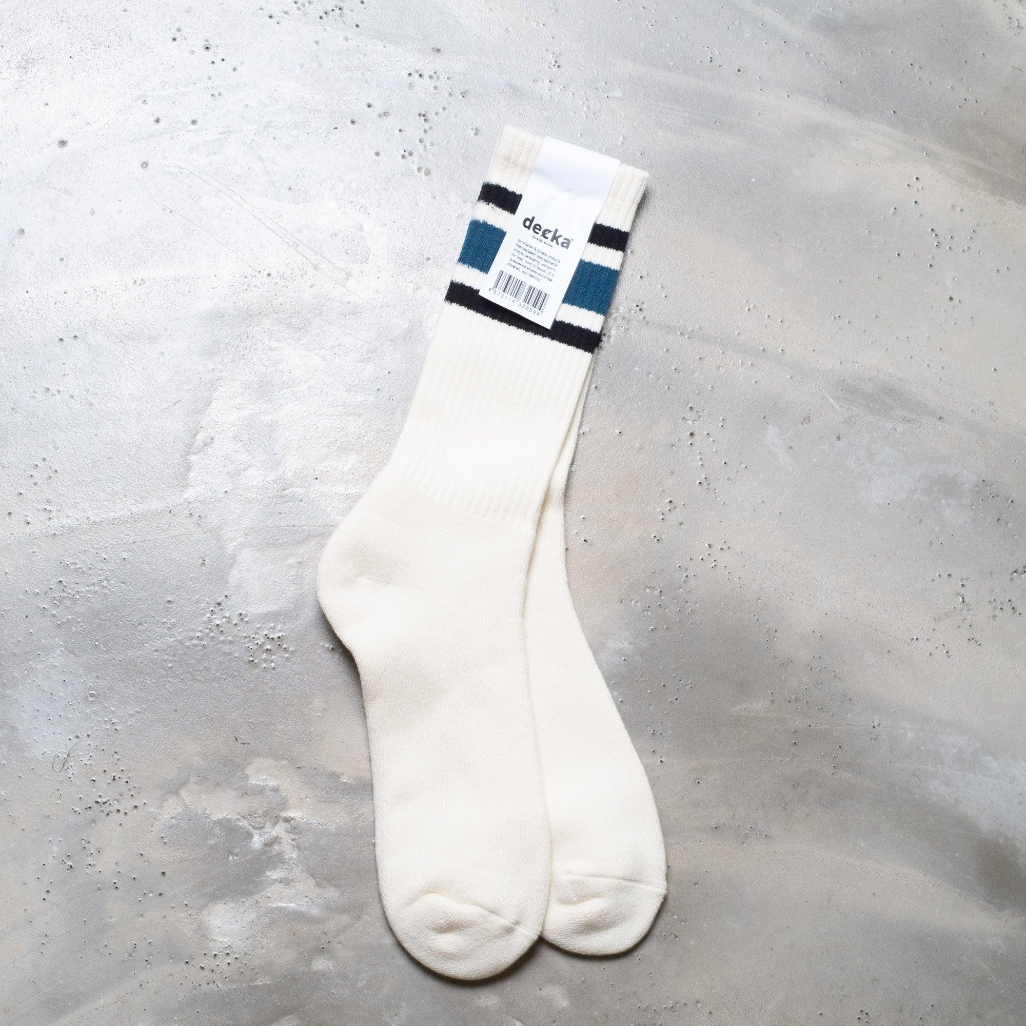 Decka - White/Blue 80's Skater Socks - Never Never