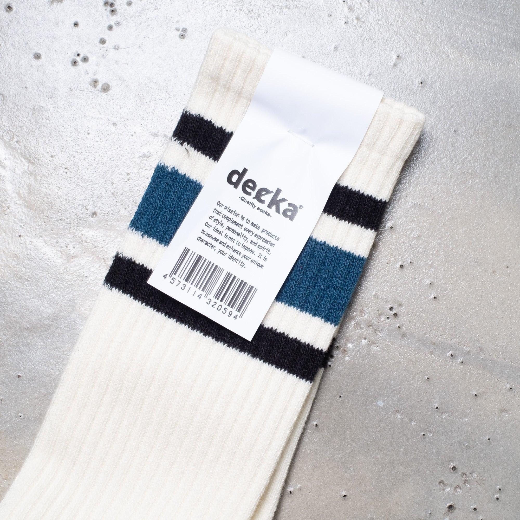 Decka - White/Blue 80's Skater Socks - Never Never