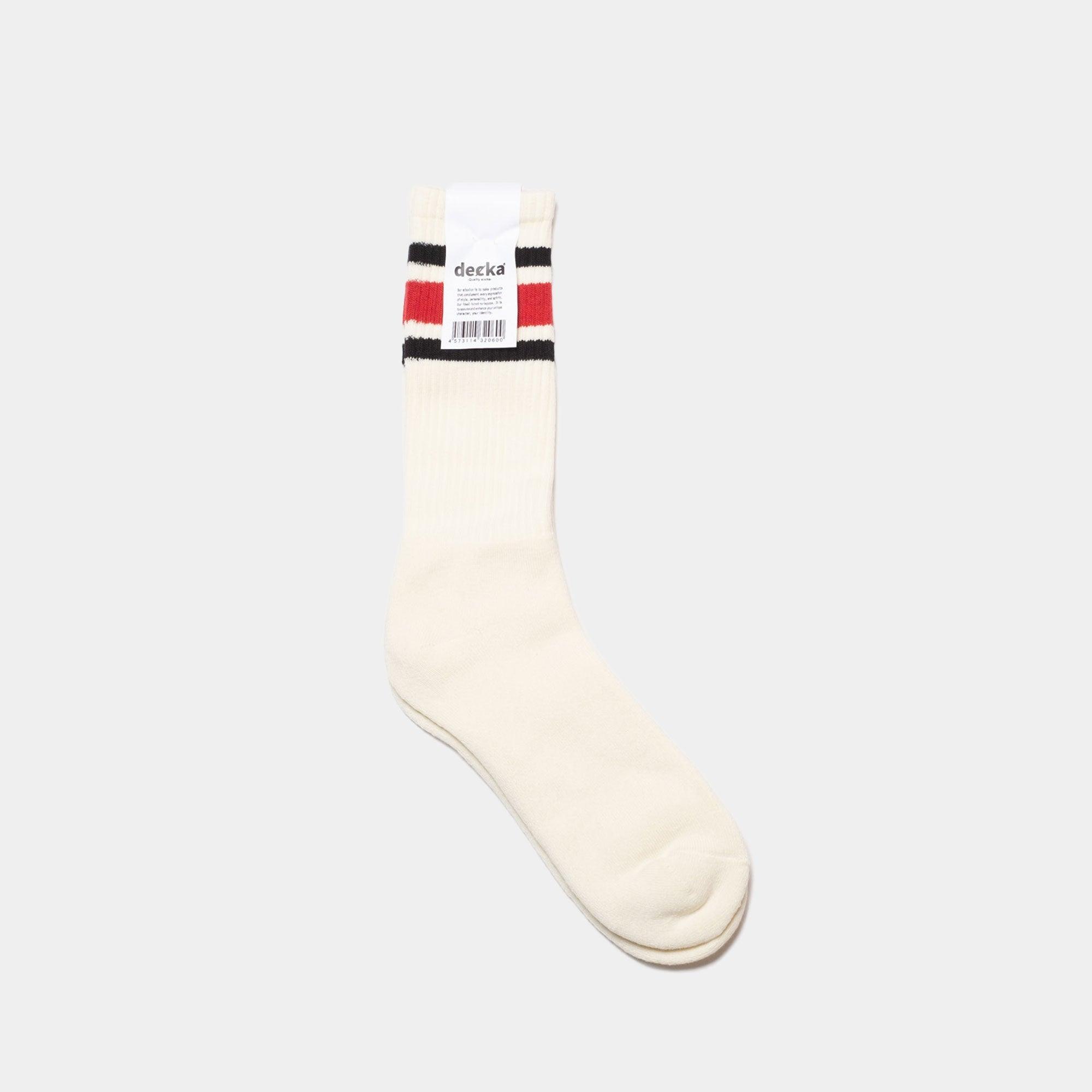 Decka - White/Red 80's Skater Socks - Never Never