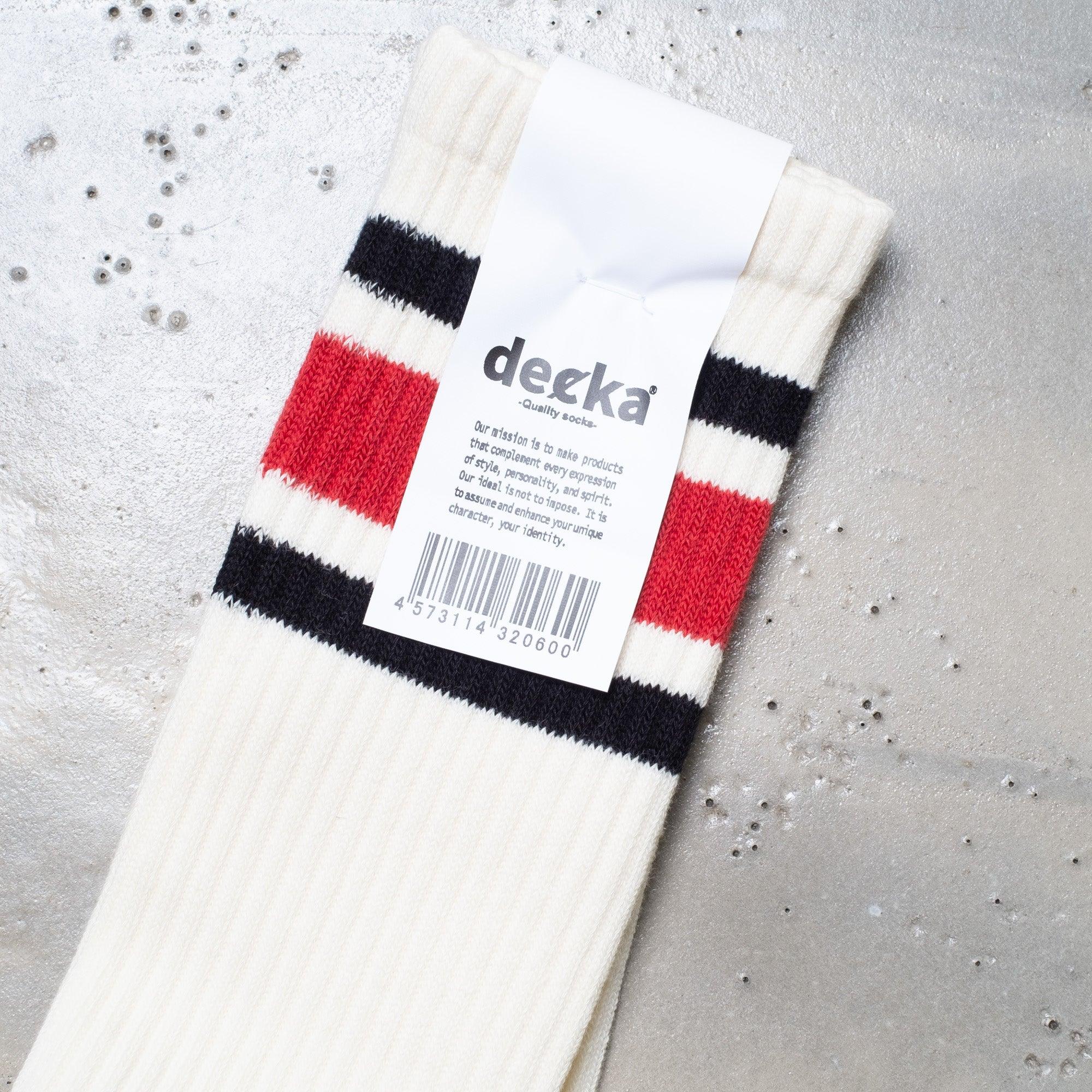 Decka - White/Red 80's Skater Socks - Never Never