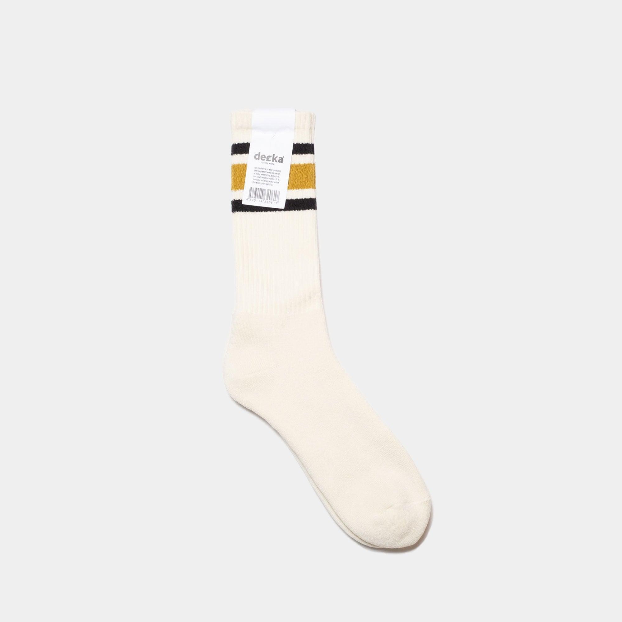 Decka - White/Yellow 80's Skater Socks - Never Never