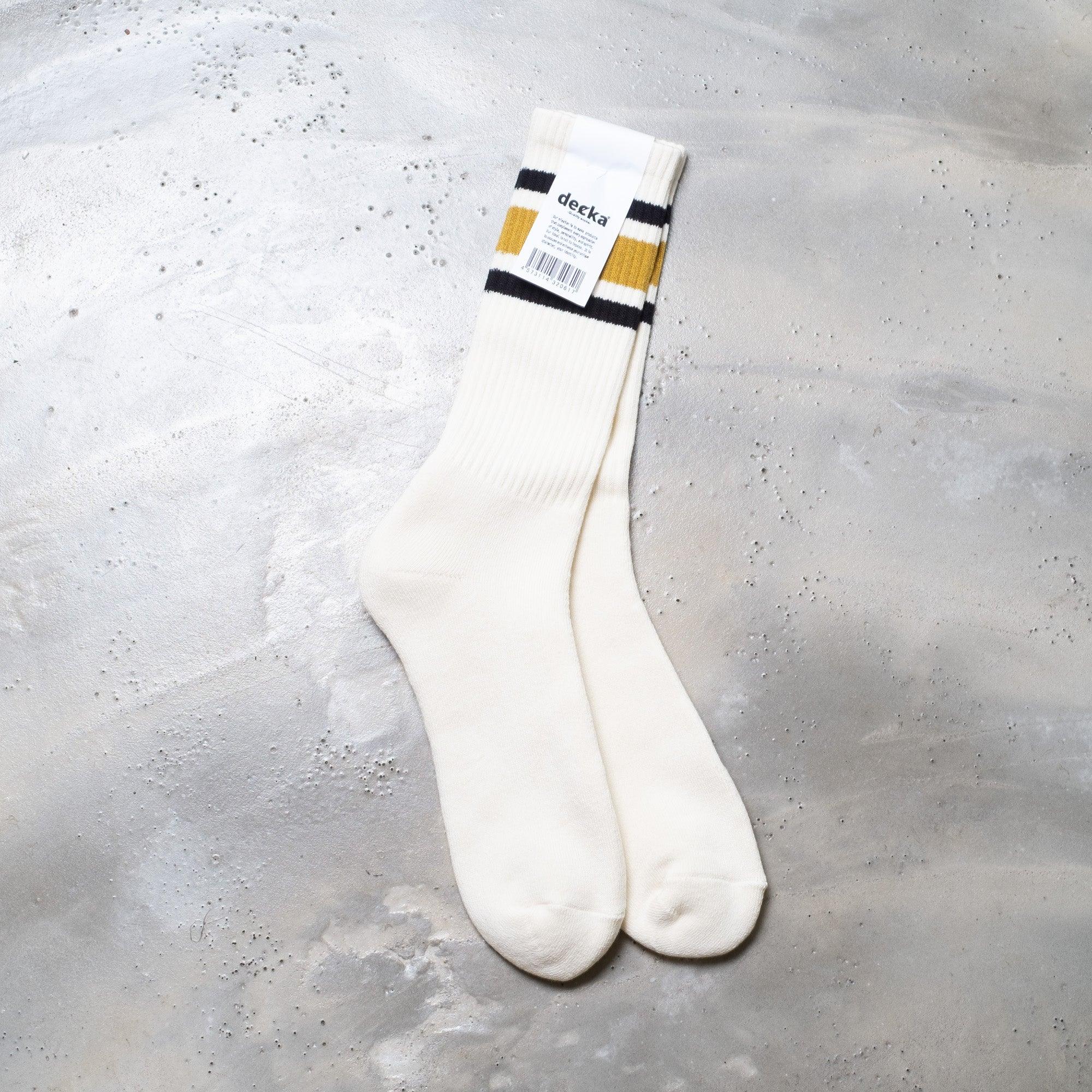 Decka - White/Yellow 80's Skater Socks - Never Never