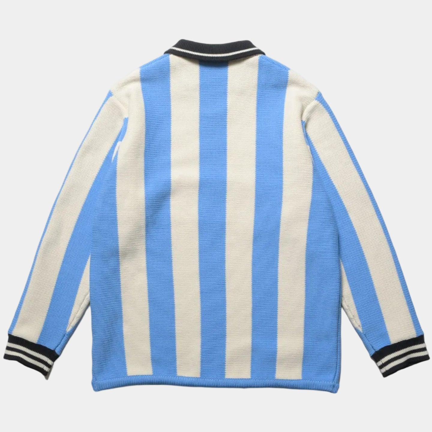 F.C.Real Bristol Stripe Knit Shirt - Light Blue