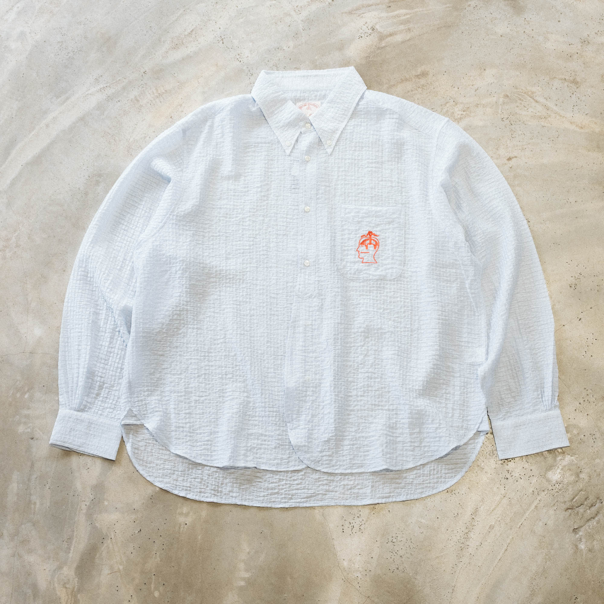 Brain Dead x Brooks Brothers Half Placket Oxford Button Up Shirt - Ice