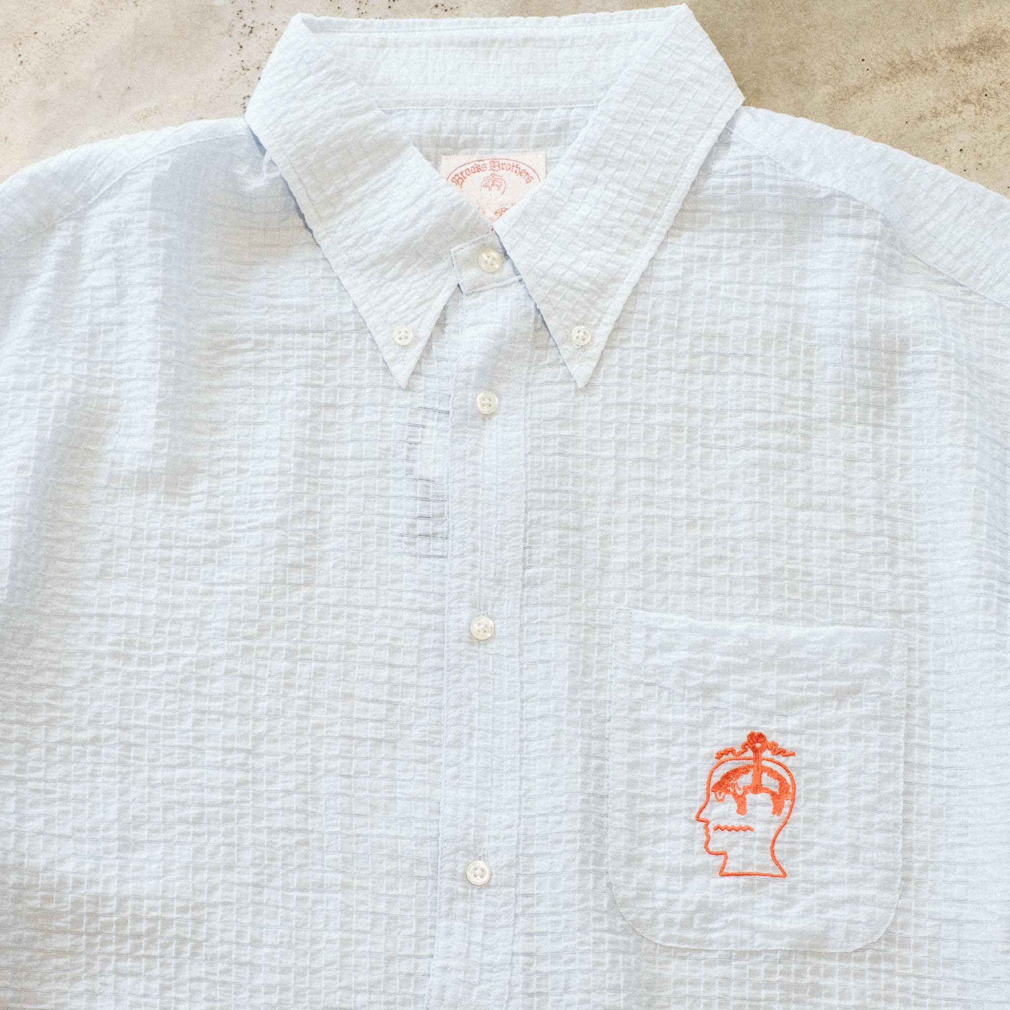 Brain Dead x Brooks Brothers Half Placket Oxford Button Up Shirt - Ice