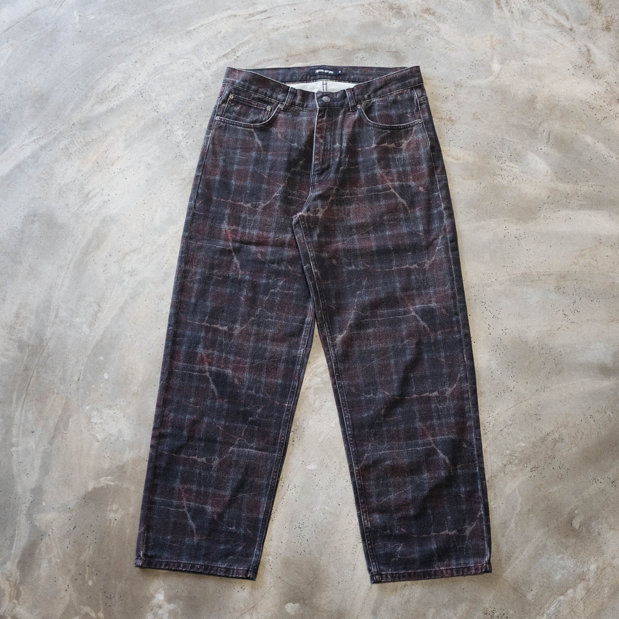 Fucking Awesome Distressed Plaid Fecke Denim Jean - Plaid