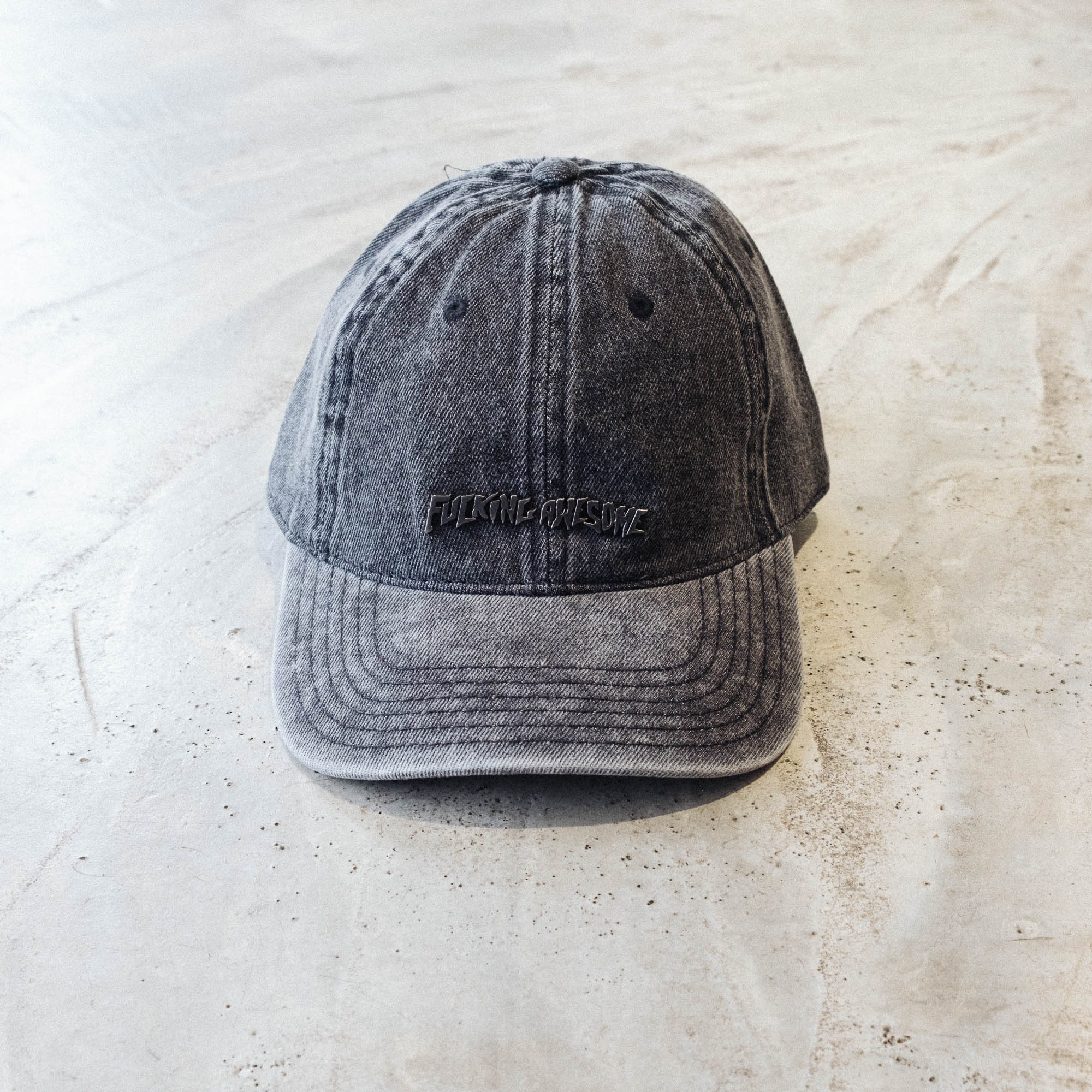 Fucking Awesome Metal Stamp Logo 6 Panel Cap - Black