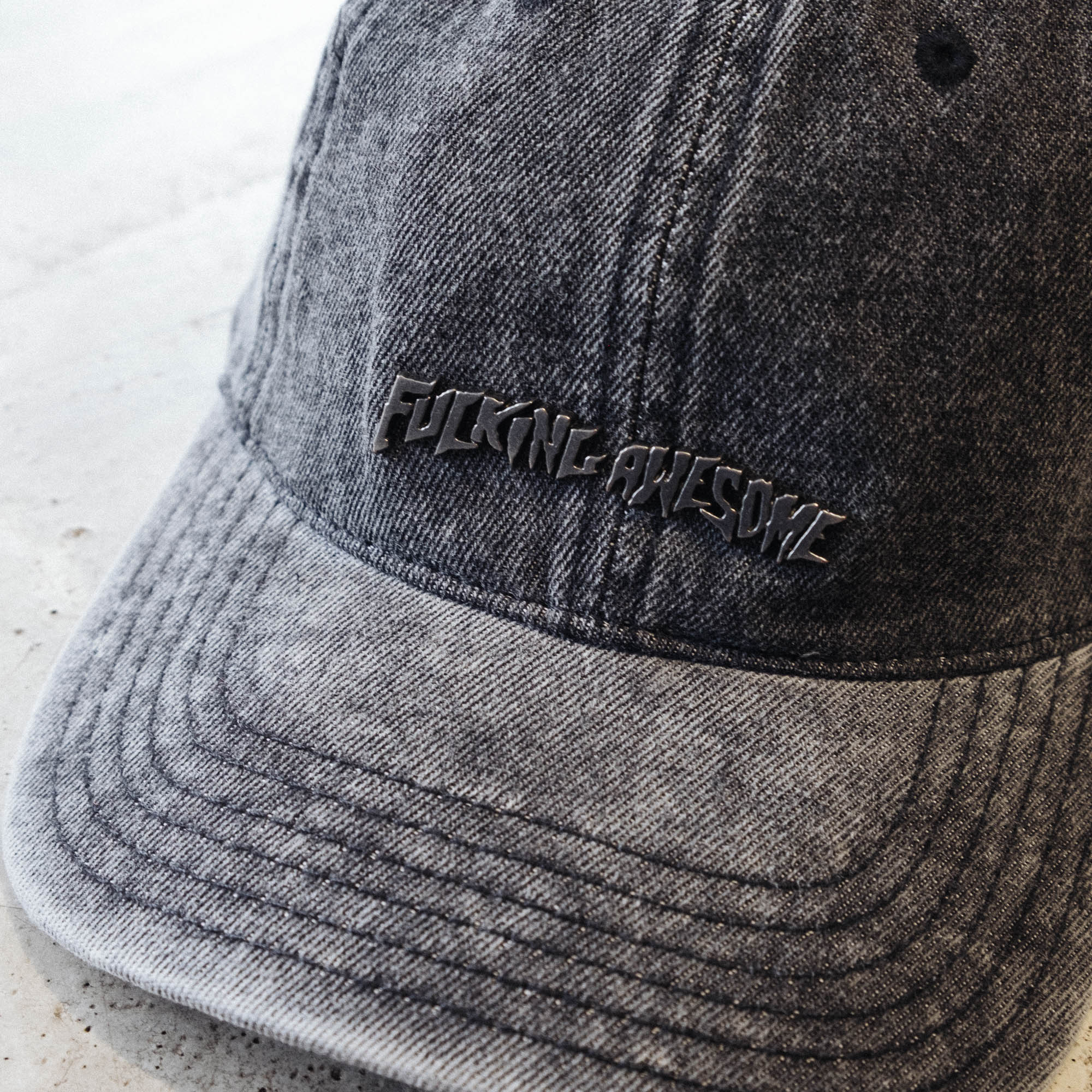 Fucking Awesome Metal Stamp Logo 6 Panel Cap - Black