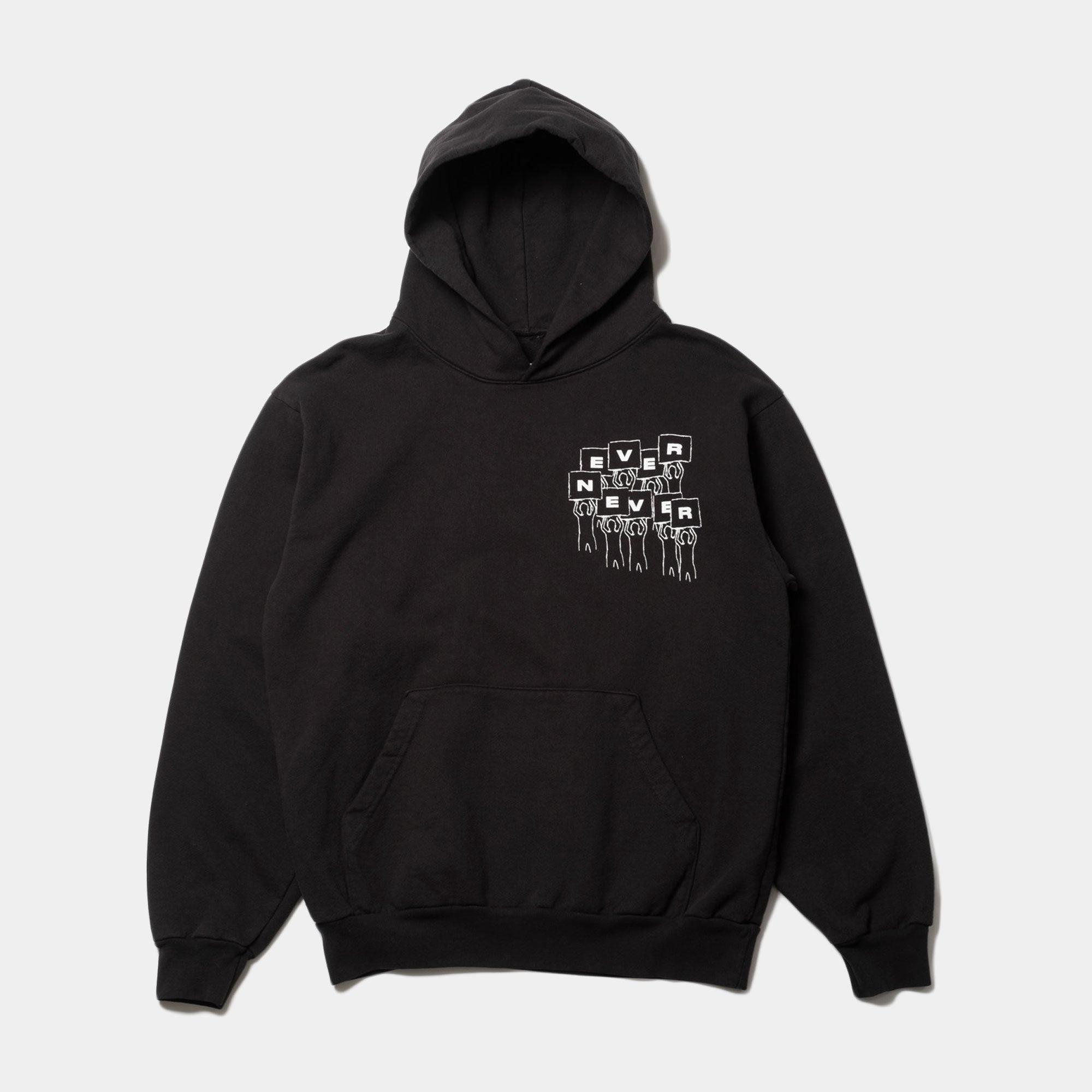 NEVER NEVER - Washed Black Placard Hoody - Never Never