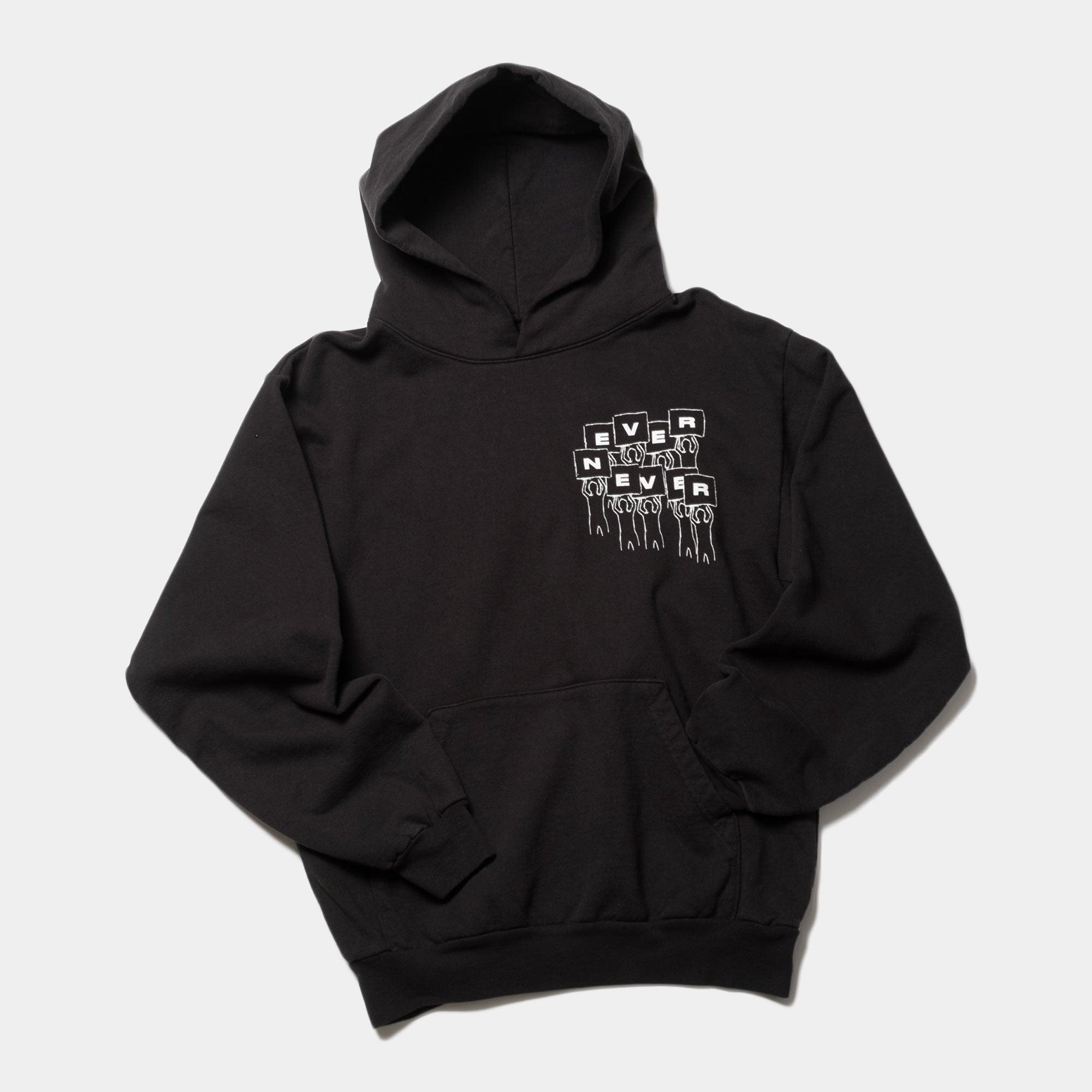 NEVER NEVER - Washed Black Placard Hoody - Never Never