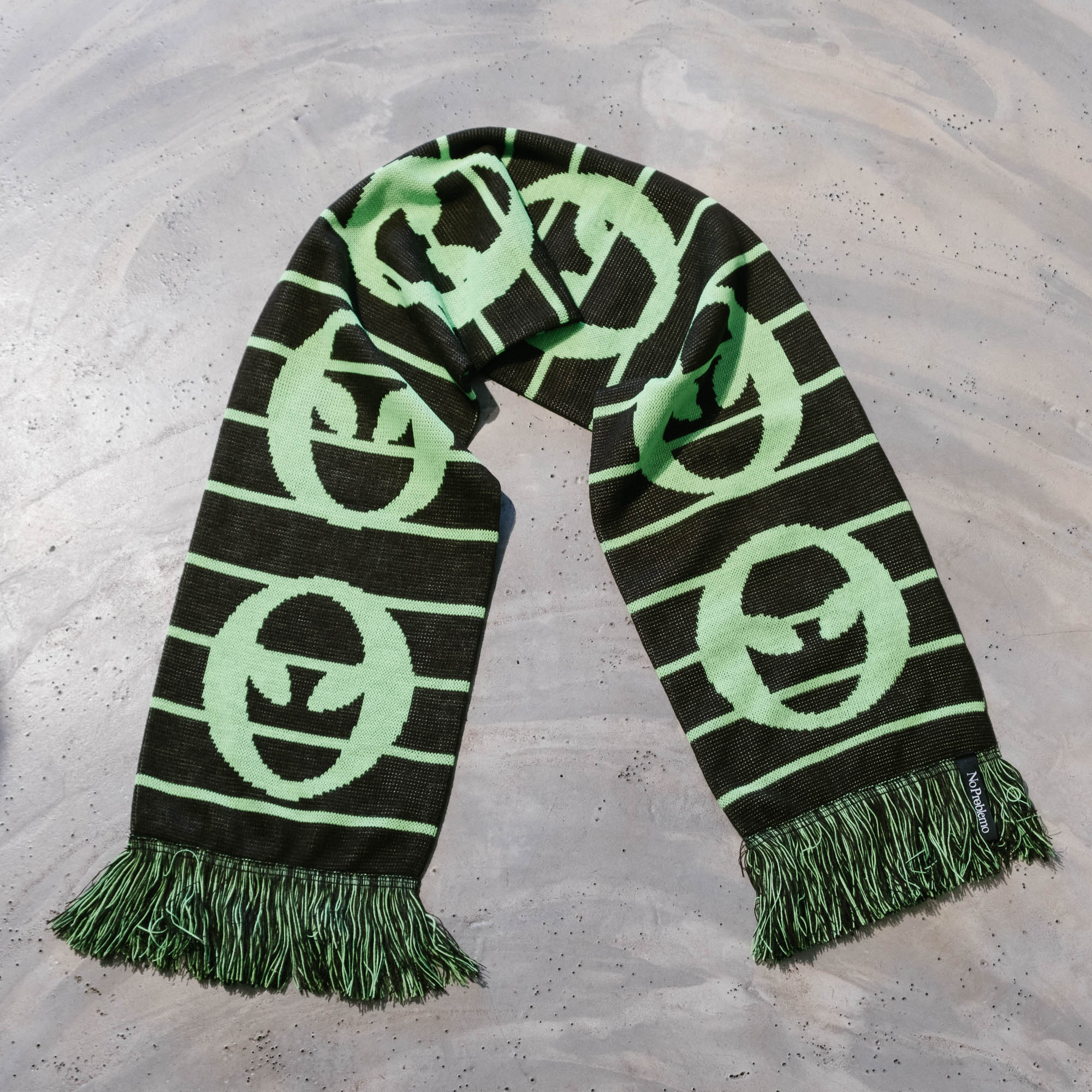 No Problemo Striped Scarf - Olive