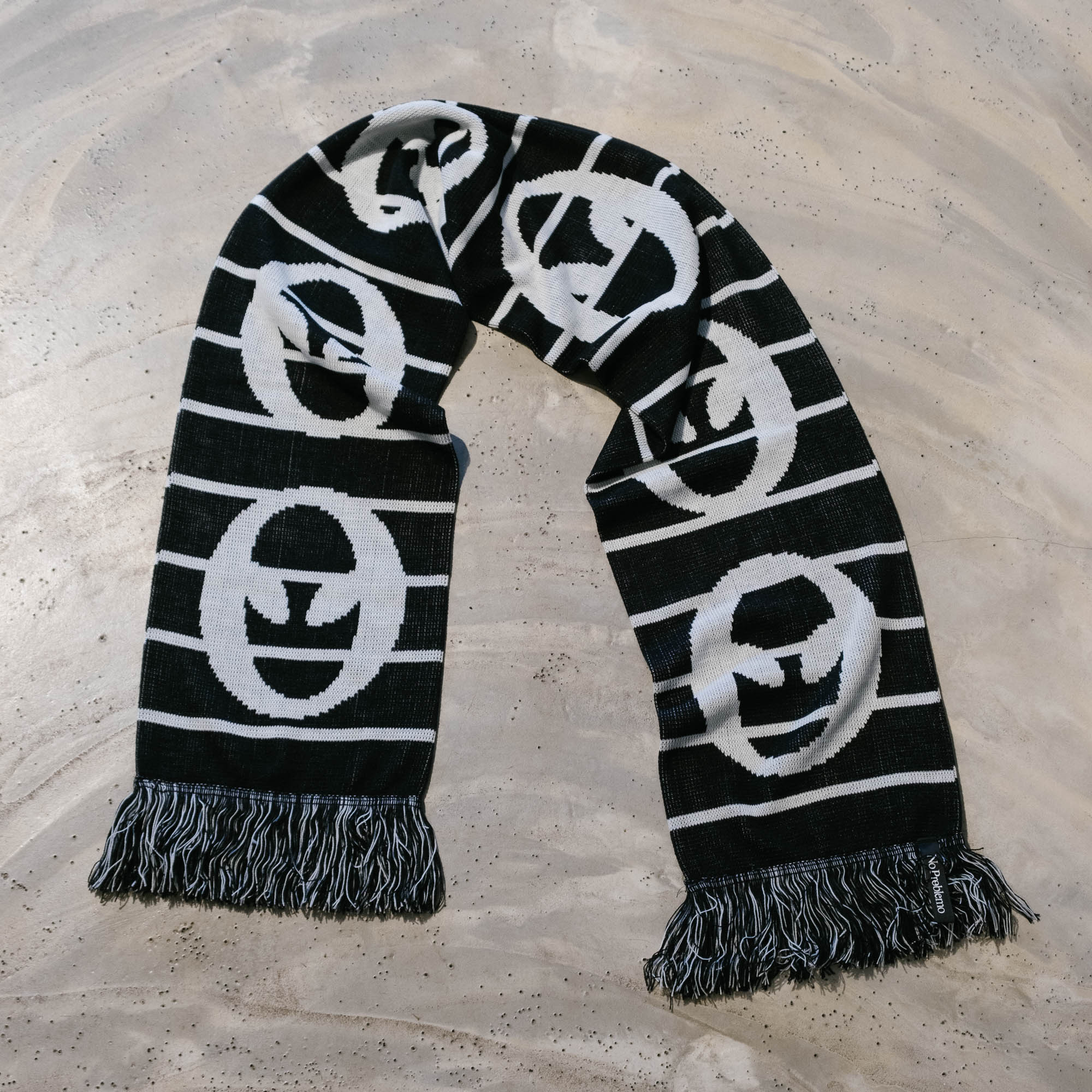 No Problemo Striped Scarf - Black