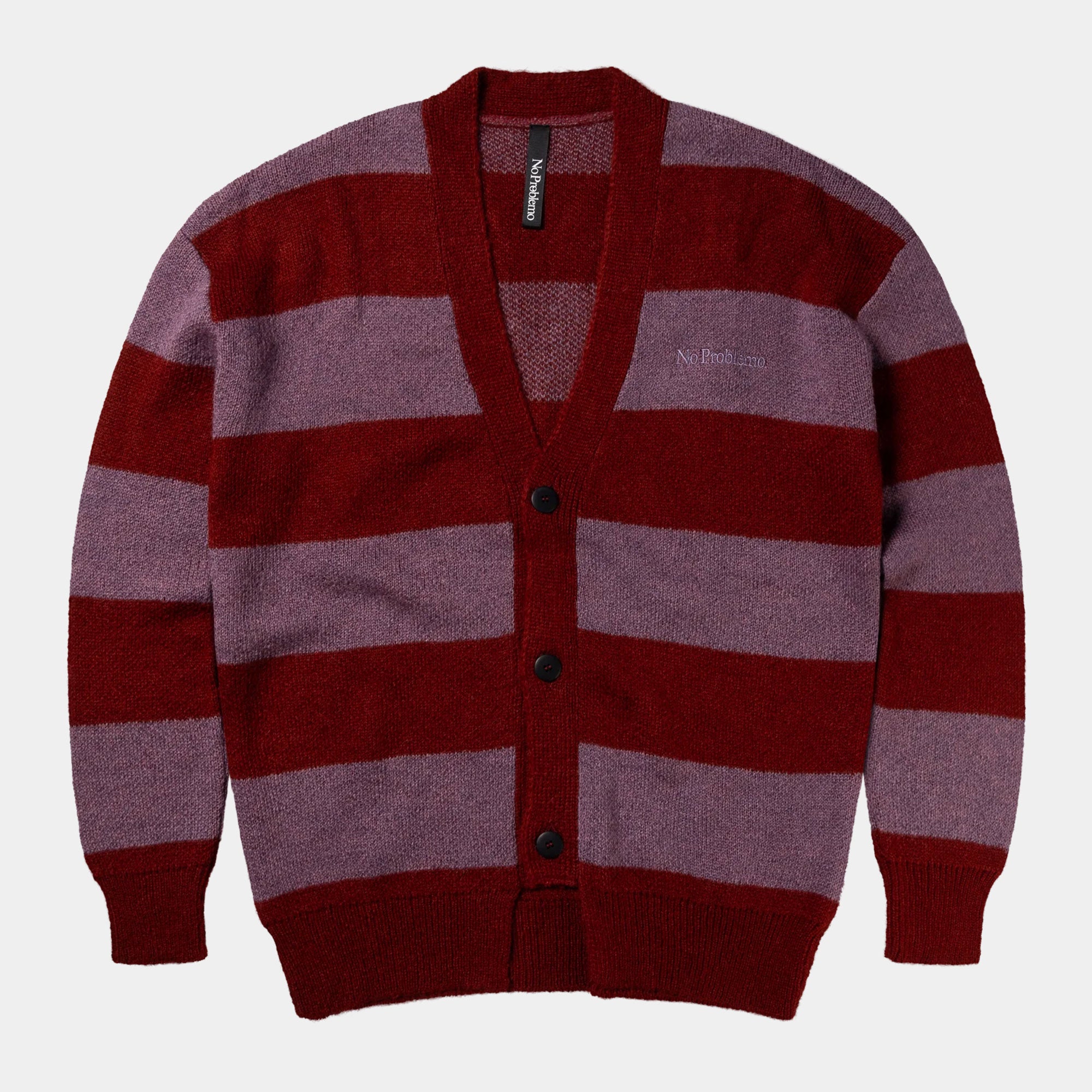 No Problemo Striped Mohair Oversized Cardigan - Burgundy