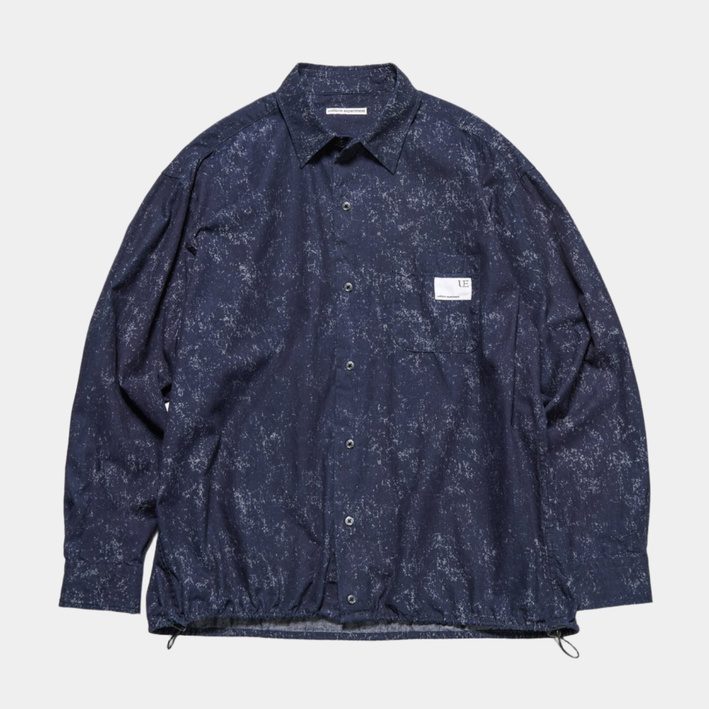 Uniform Experiment Indigo Print Drawcord Shirt - Navy