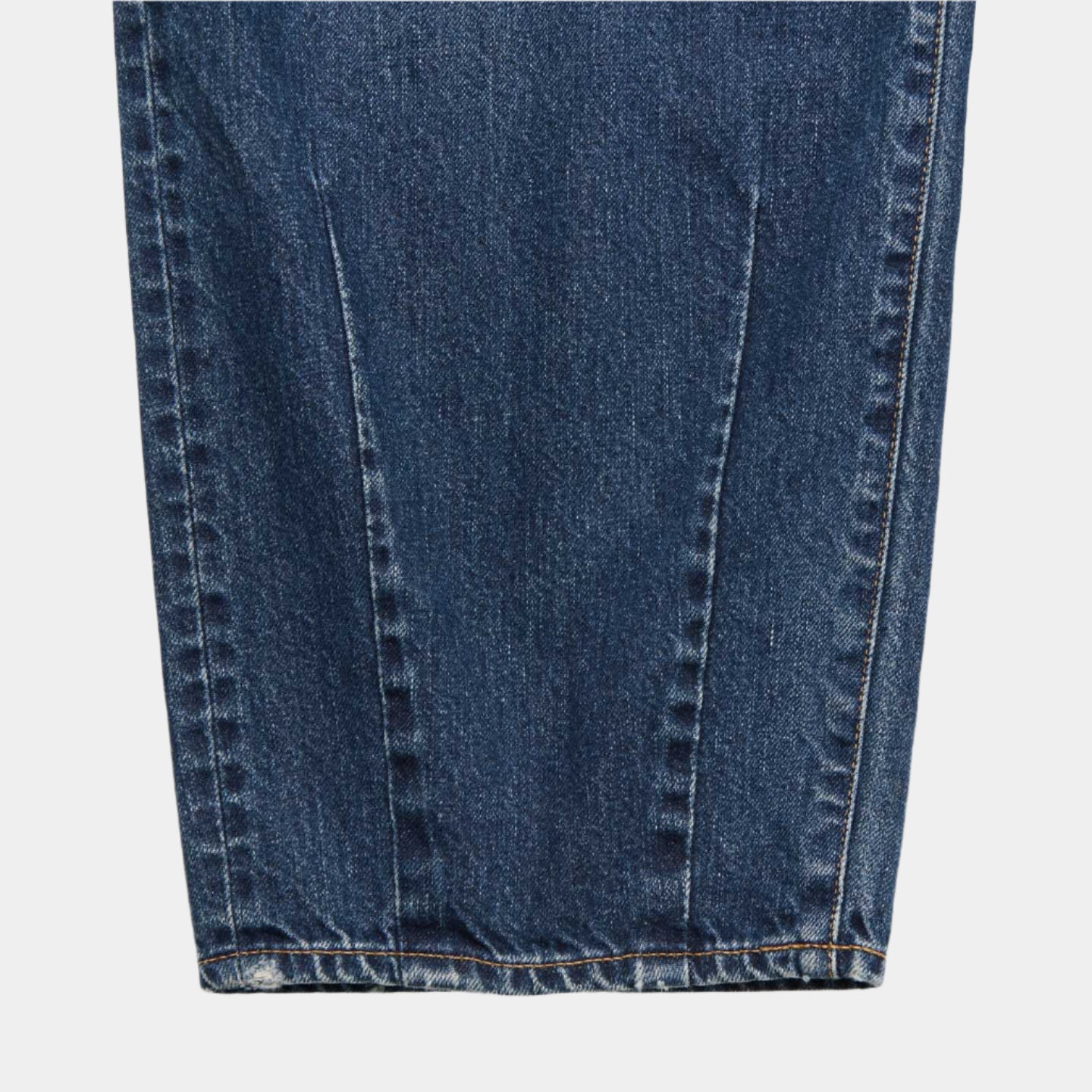 Uniform Experiment Damaged Hem Tuck Wide Straight Jeans - Indigo