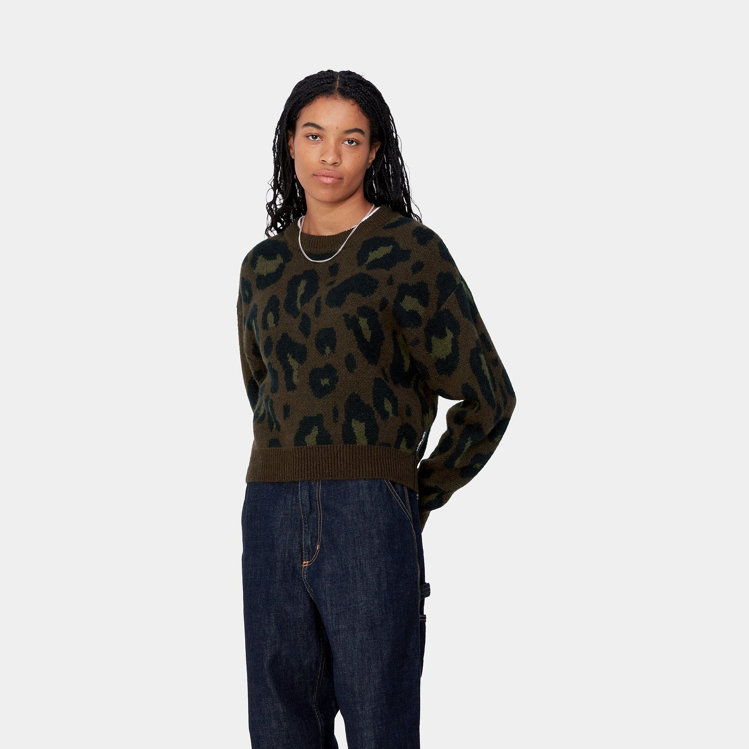 Carhartt WIP Women's Merton Sweater - Camo Leo Jacquard/Tamarind